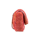 Chanel Coral Terry Cloth Quilted Jumbo Single Flap Shoulder Bag2020