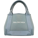 Balenciaga Light Blue Leather Trim Cabas XS Tote Bag