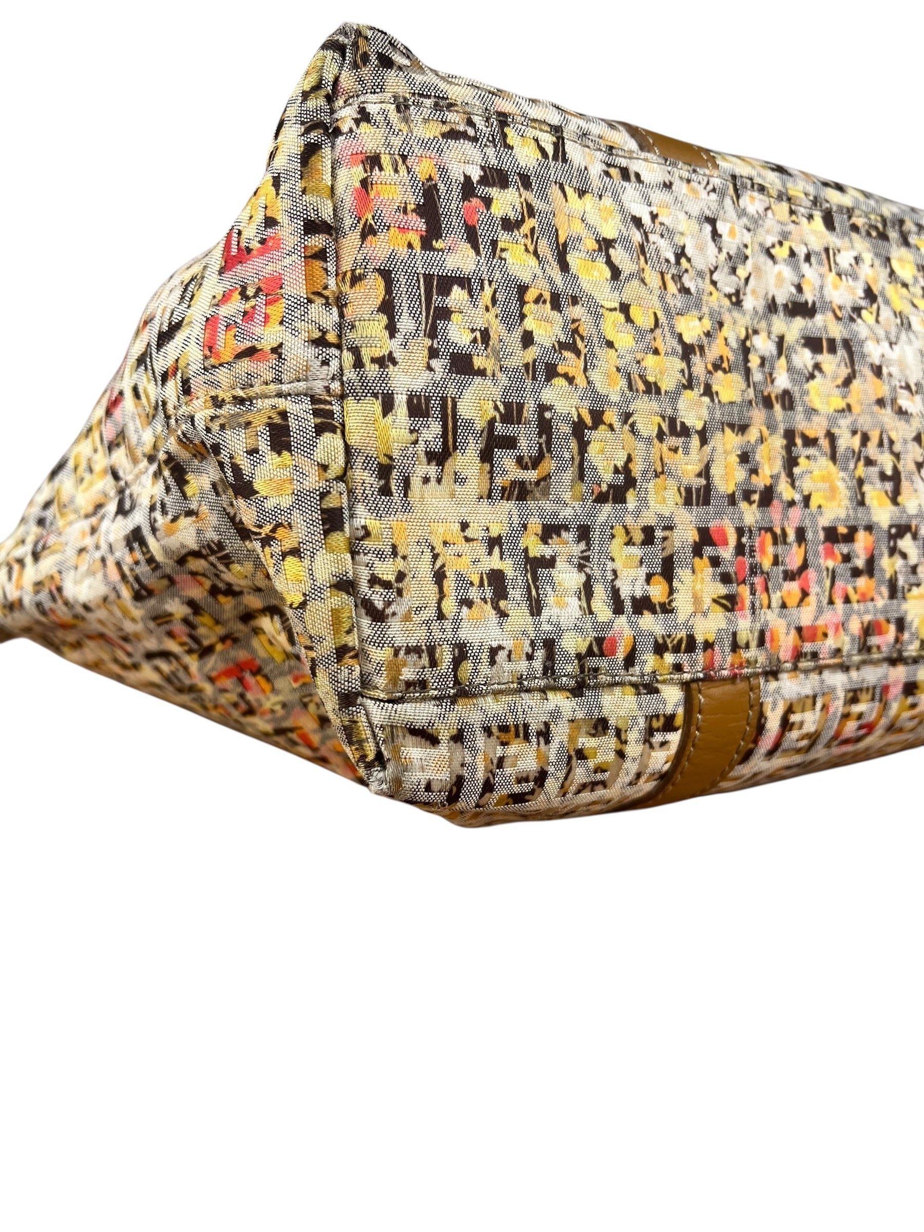 Fendi FF Floral Zucchino Shoulder Tote