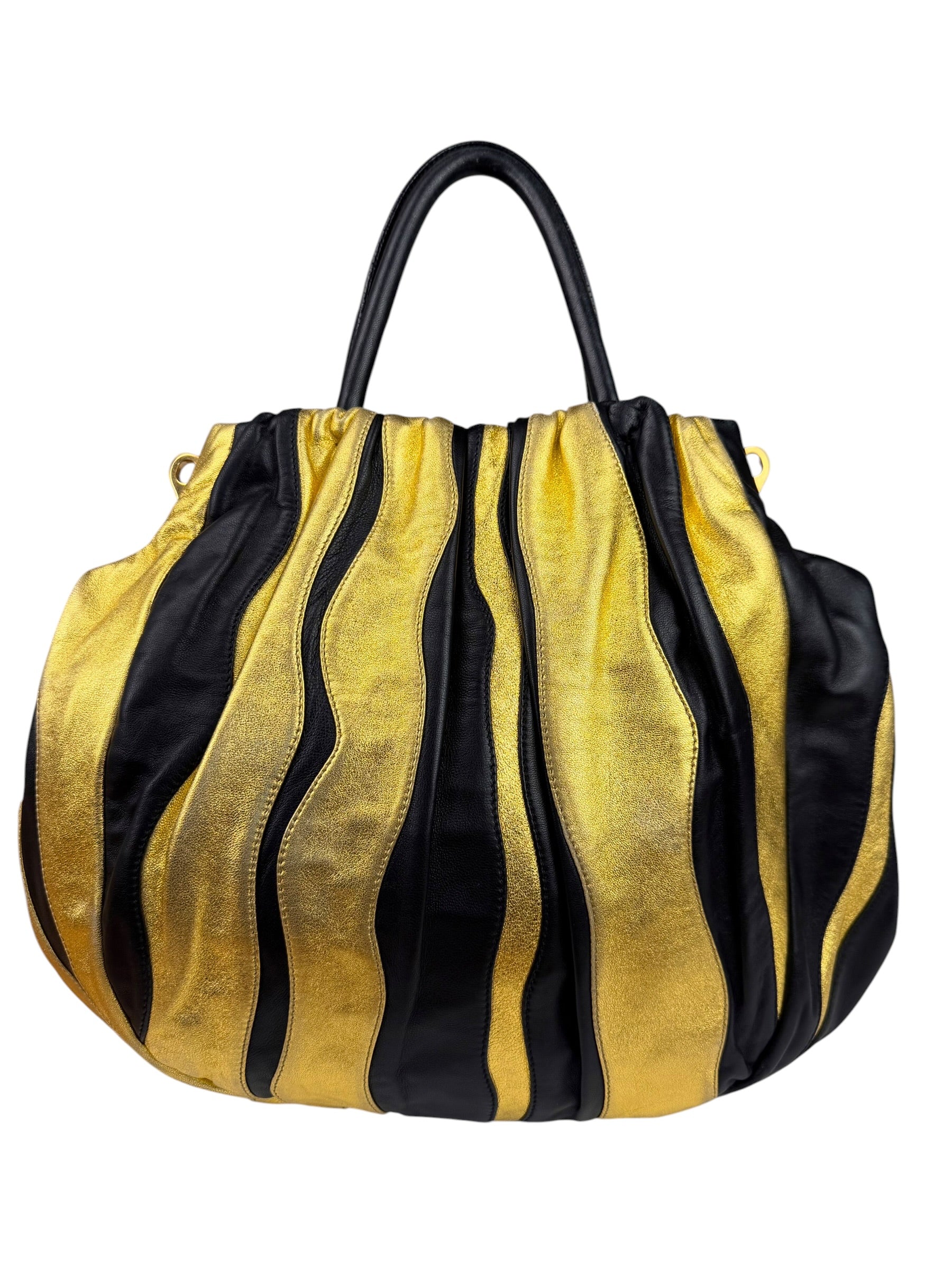 Prada Bicolor Leather Nappa Waves Tote Bag