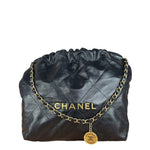 Chanel Black Quilted Leather 22 Chain Hobo Bag 2021