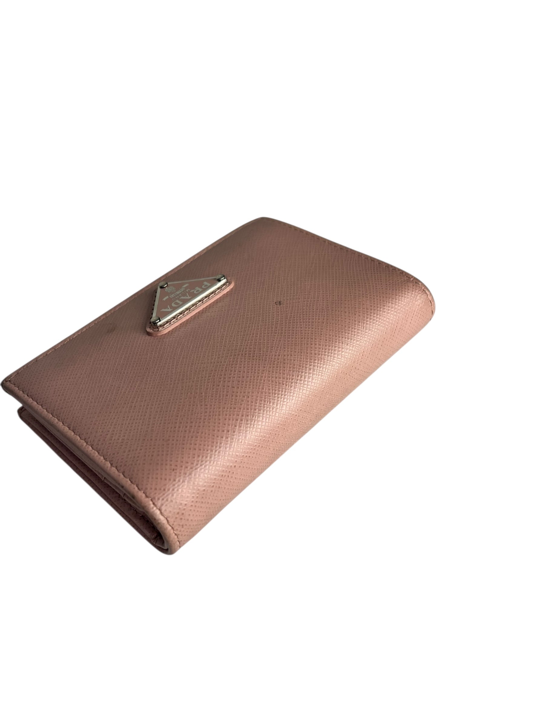 Prada Pink Saffiano Leather Compact Wallet