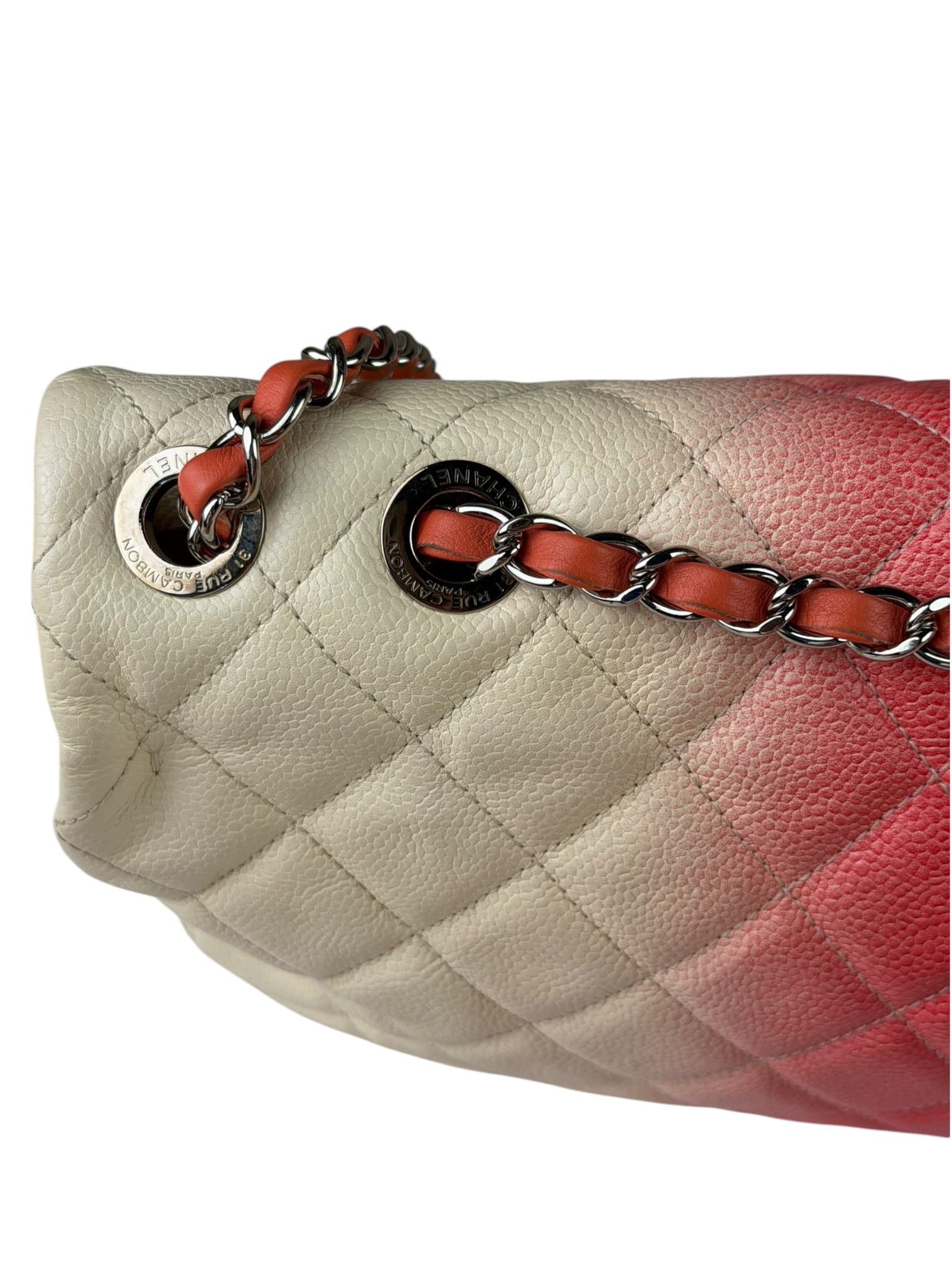Chanel Quilted Caviar Ivory/Pink Ombre Jumbo Flap 2013