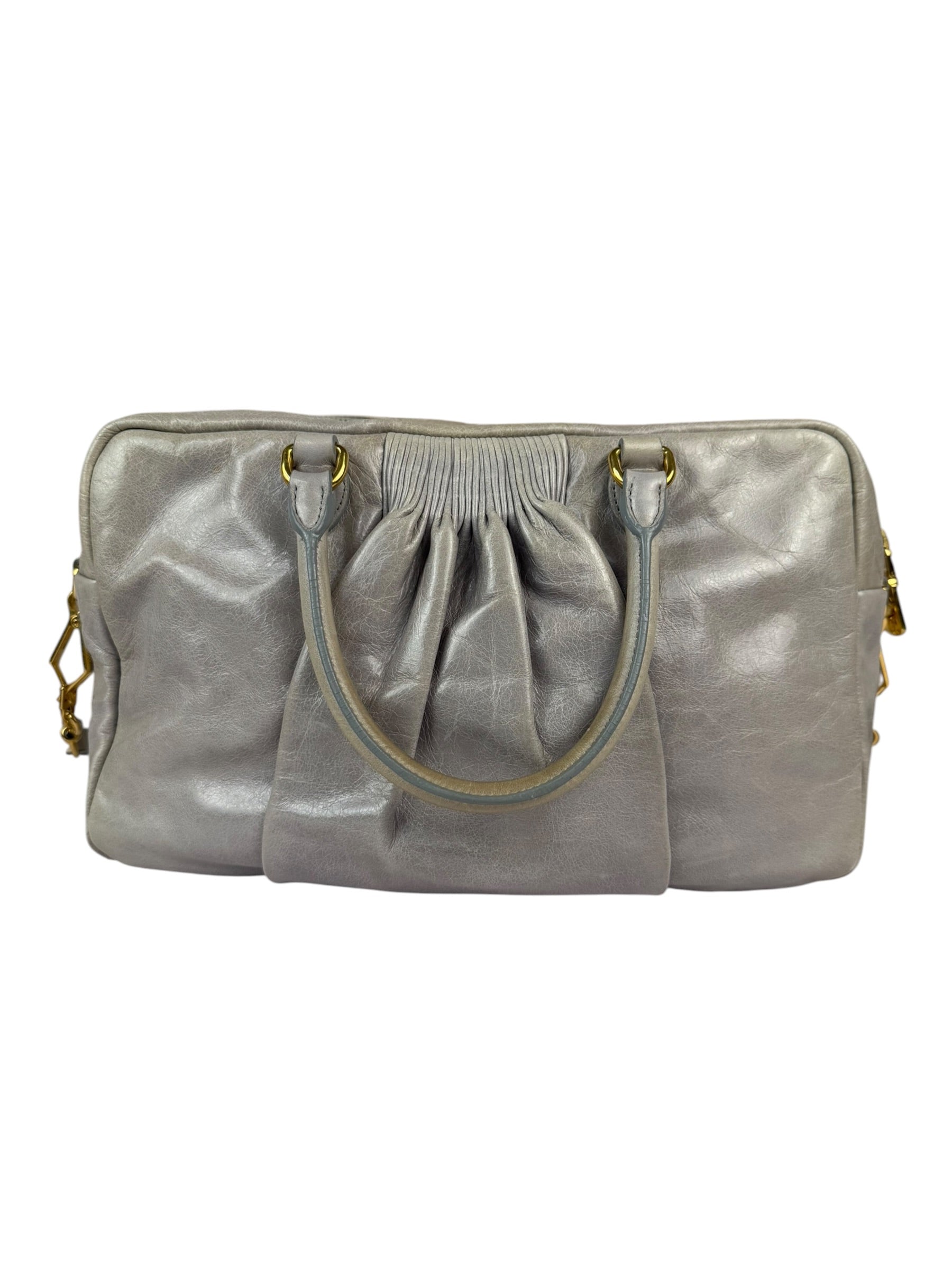 Miu Miu Vintage Pale Grey Vitello Leather Two-Way Bag