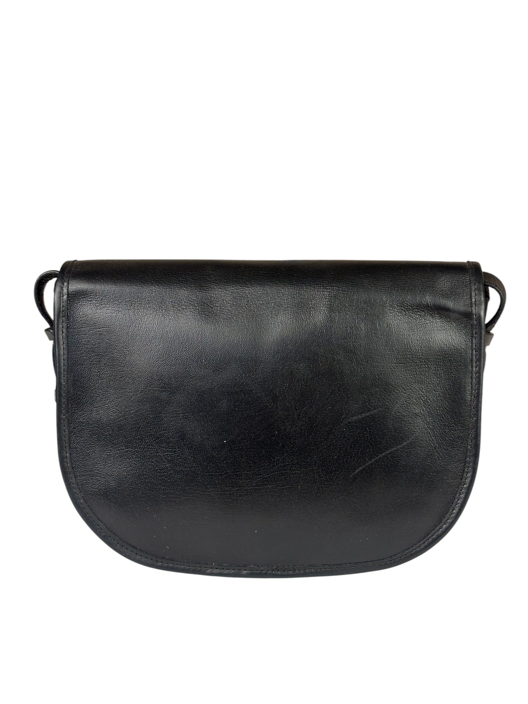 Christian Dior Vintage Black Leather Rounded Flap Bag
