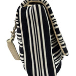 Chanel Black/White Leather Trim/Cloth Venise Biarritz Flap Bag 2019