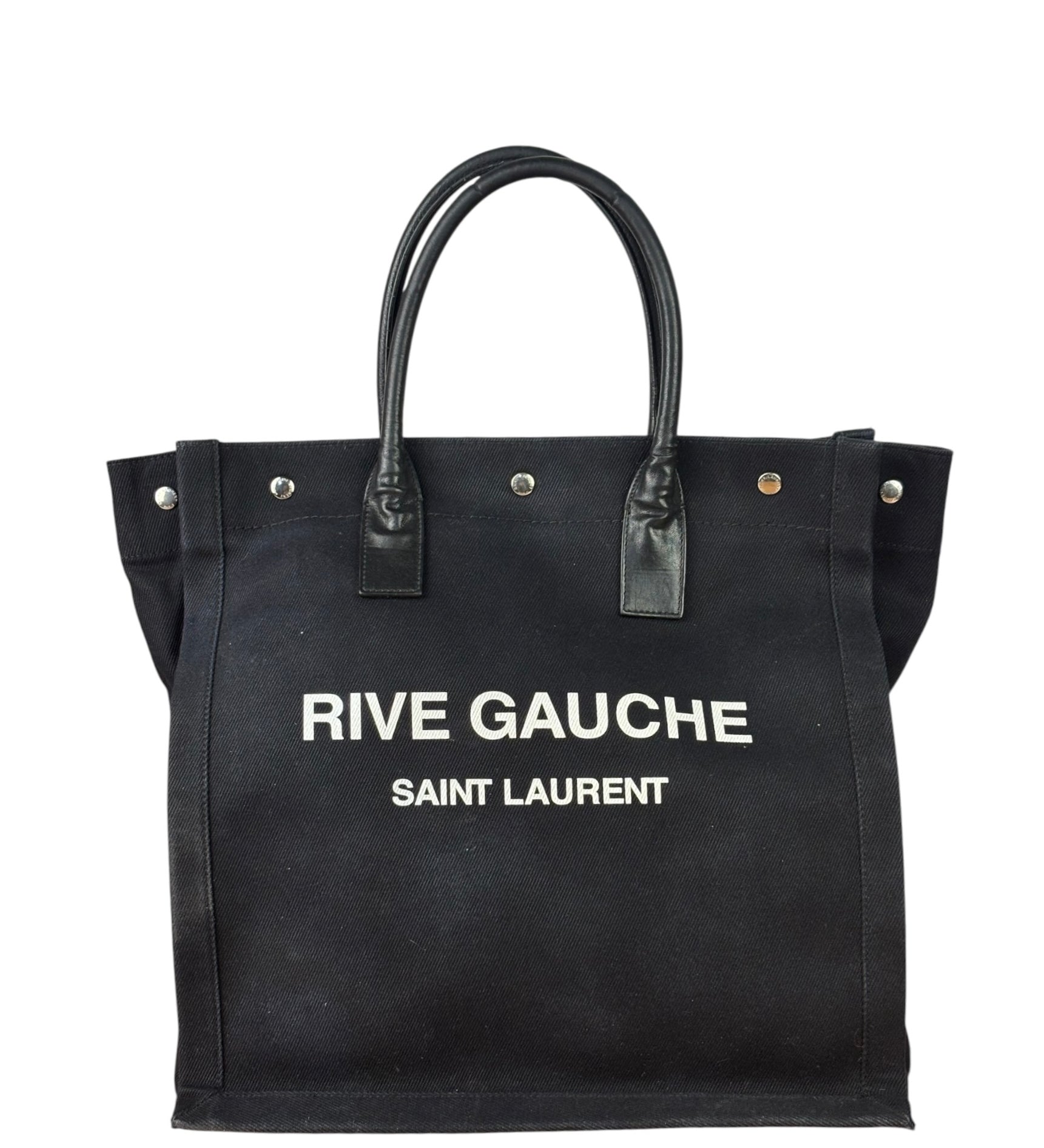 Yves Saint Laurent Black Rive Gauche Canvas Tote