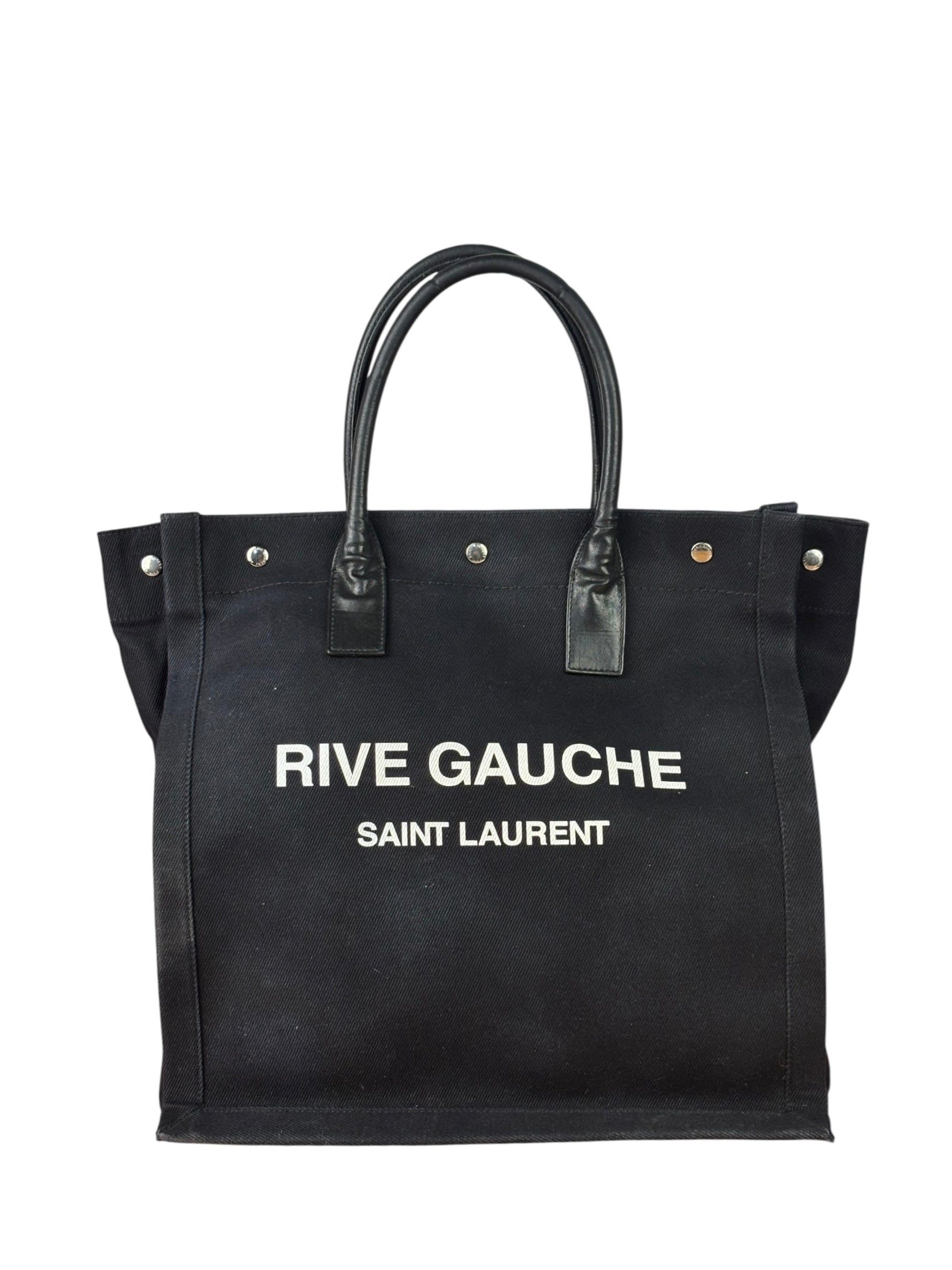 Yves Saint Laurent Black Rive Gauche Canvas Tote