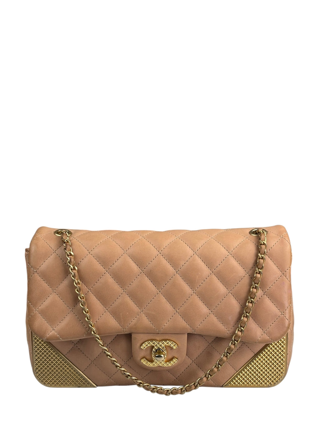 Chanel Blush Pink Quilted Lambskin Rock The Corner Flap Bag 2017