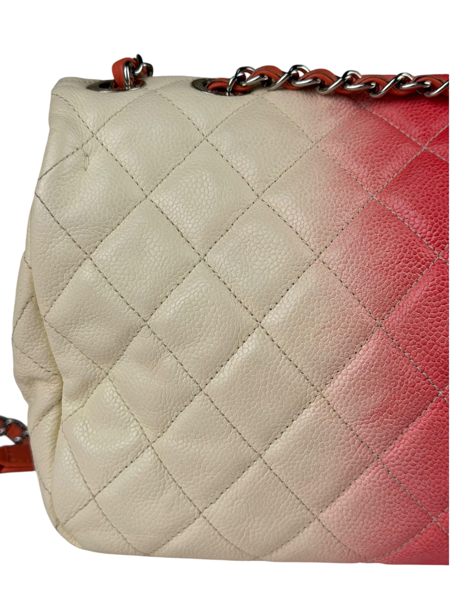 Chanel Quilted Caviar Ivory/Pink Ombre Jumbo Flap 2013