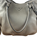 Prada Grey Vitello Daino Leather 2Way Handbag