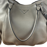 Prada Grey Vitello Daino Leather 2Way Handbag