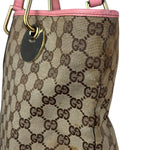 Gucci GG Pink Leather Canvas Eclipse Tote Bag