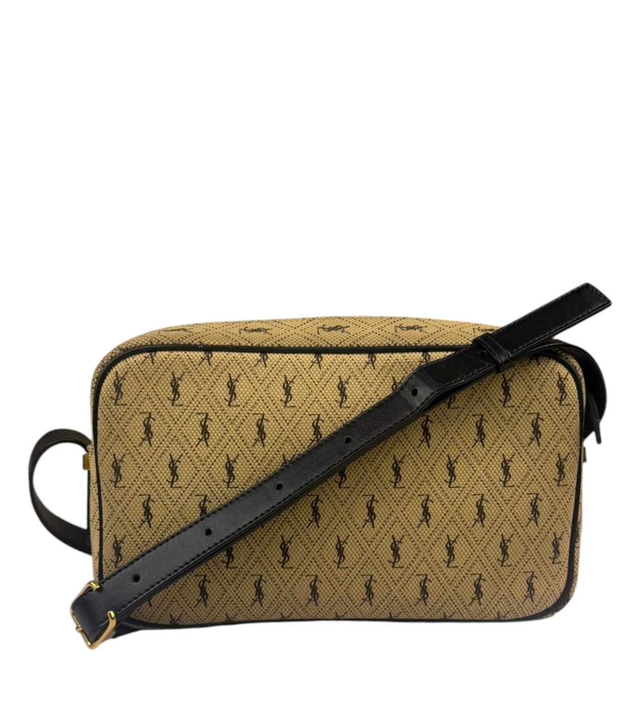 Saint Laurent YSL Beige Logo Print Crossbody Bag