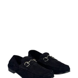 Gucci Black Suede Horsebit Loafers