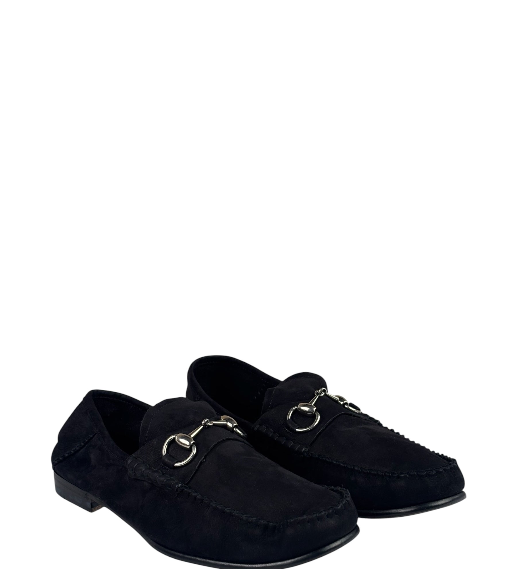 Gucci Black Suede Horsebit Loafers