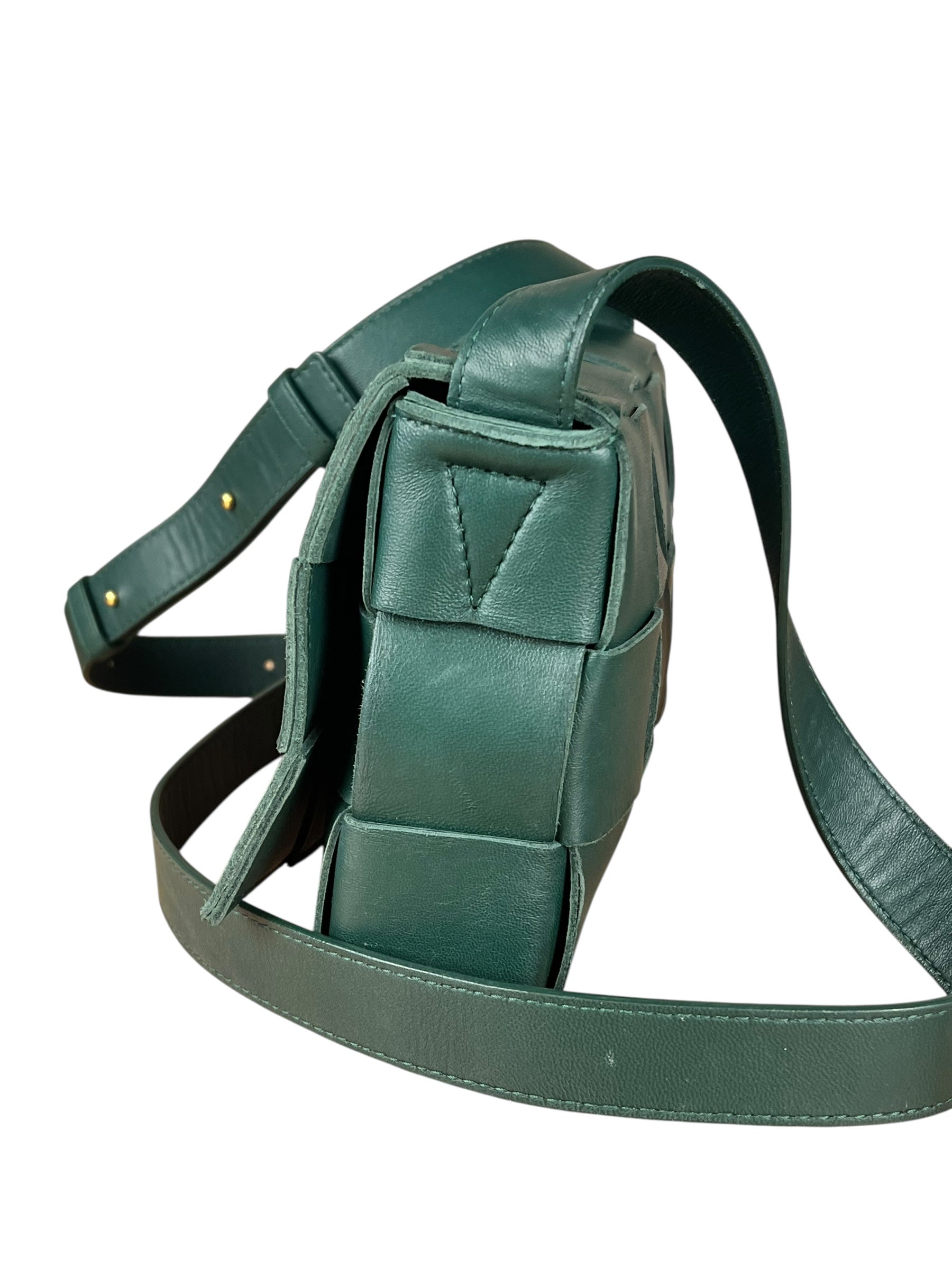 Bottega Veneta Forest Green Intrecciato Cassette Crossbody
