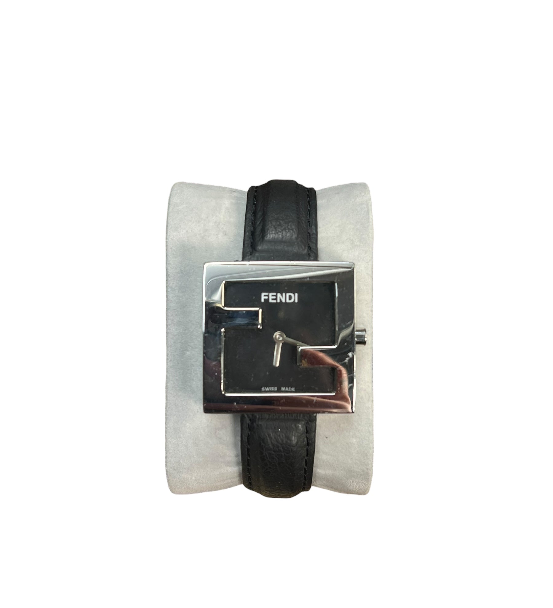 Fendi FF Black Dial Black Leather Strap