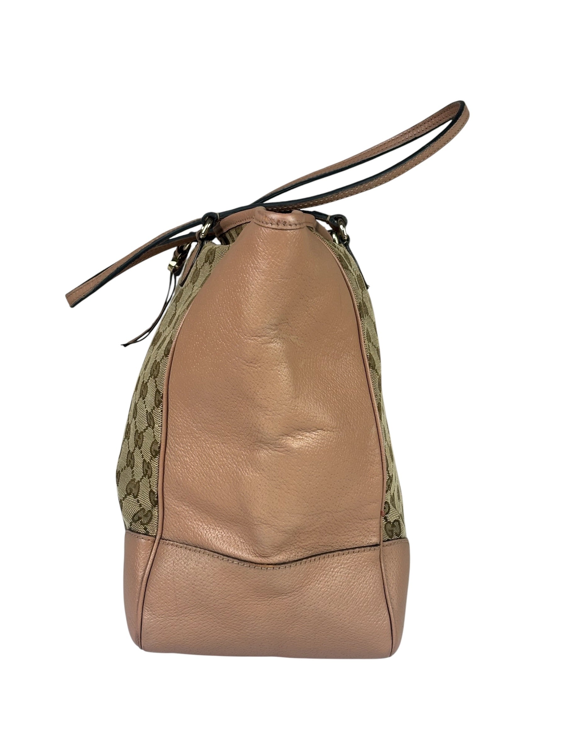 Gucci Beige/Pink Leather Trim Bree Shoulder Bag