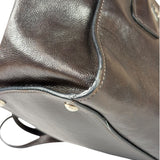 Prada Dark Brown Calf Leather Glace Twin-Pocket Tote