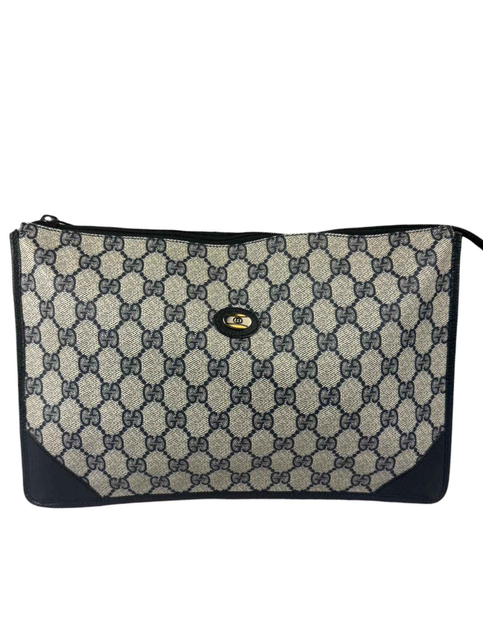 Gucci Vintage GG Coated Canvas Zip Travel Pouch Navy