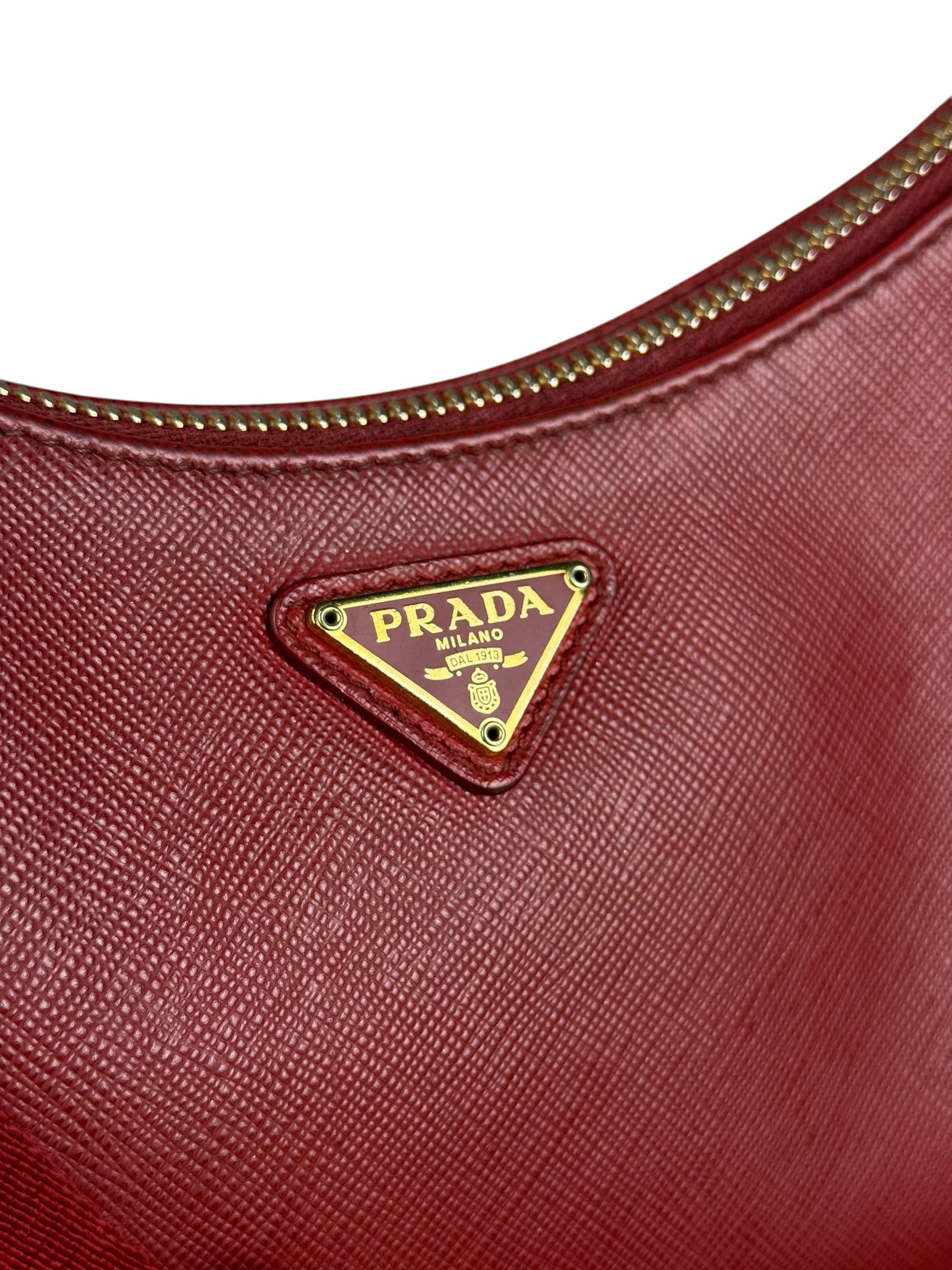 Prada Re-Edition Saffiano Leather Shoulder Bag Red