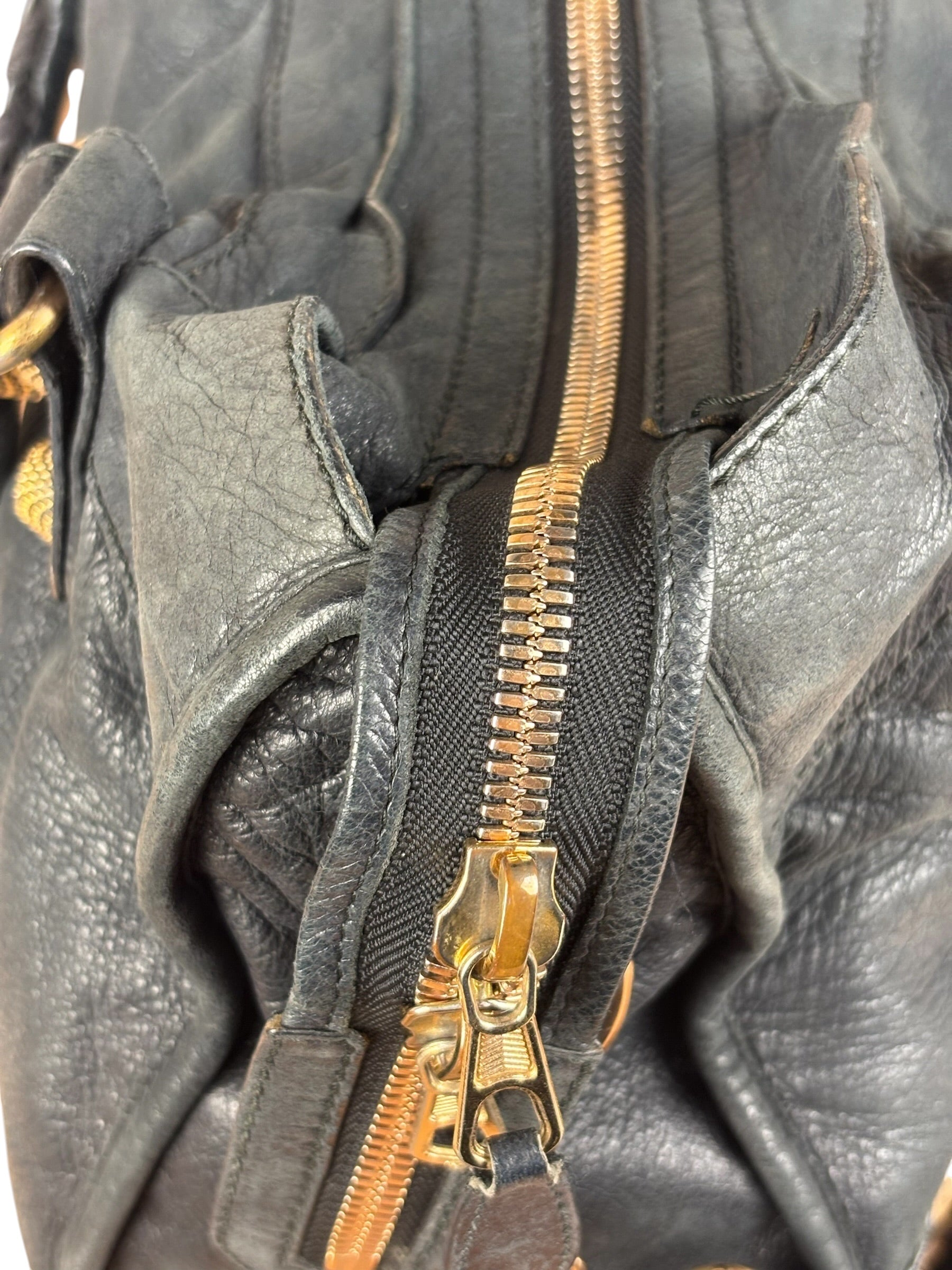 Balenciaga Black Leather Giant Gold City Two-Way Bag 21