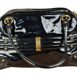 Gucci Black Patent Leather Horsebit Wave Shoulder Bag