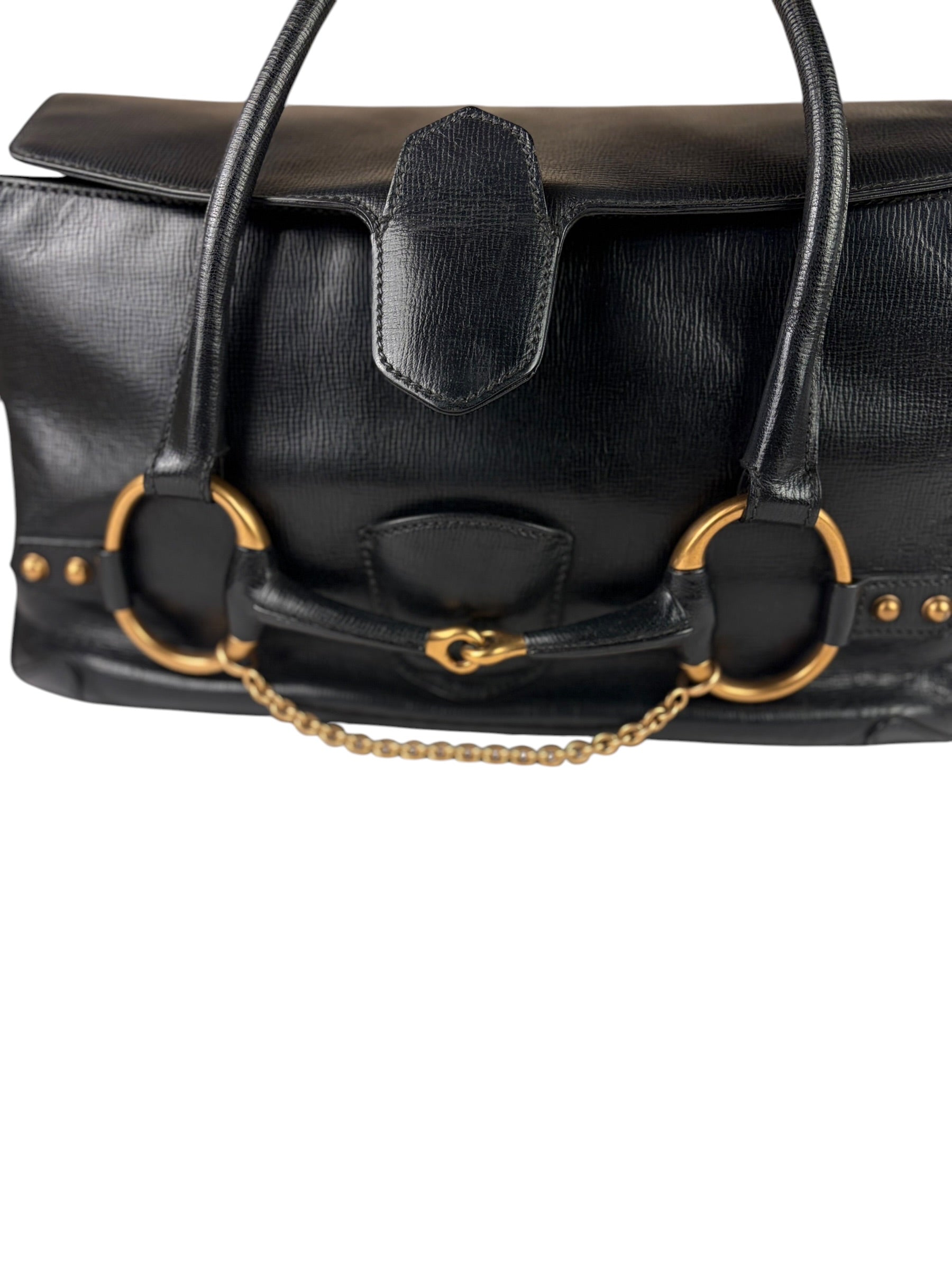 Gucci Vintage Black Horsebit Flap Bag