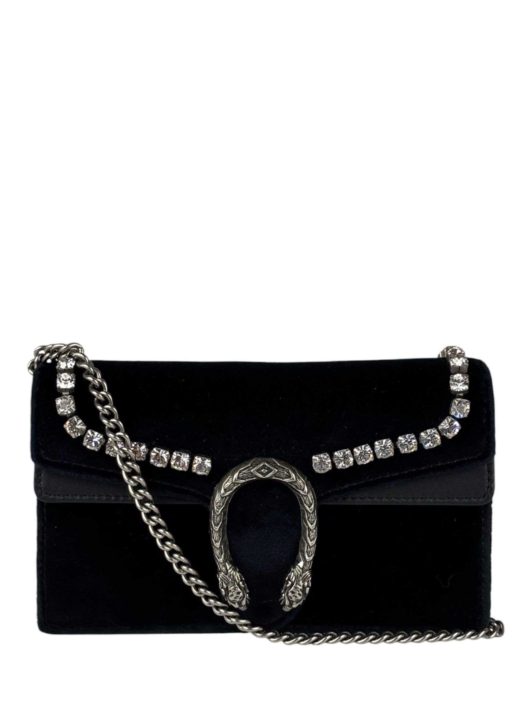 Gucci Mini Velvet Black Rhinestone Dionysus Crossbody
