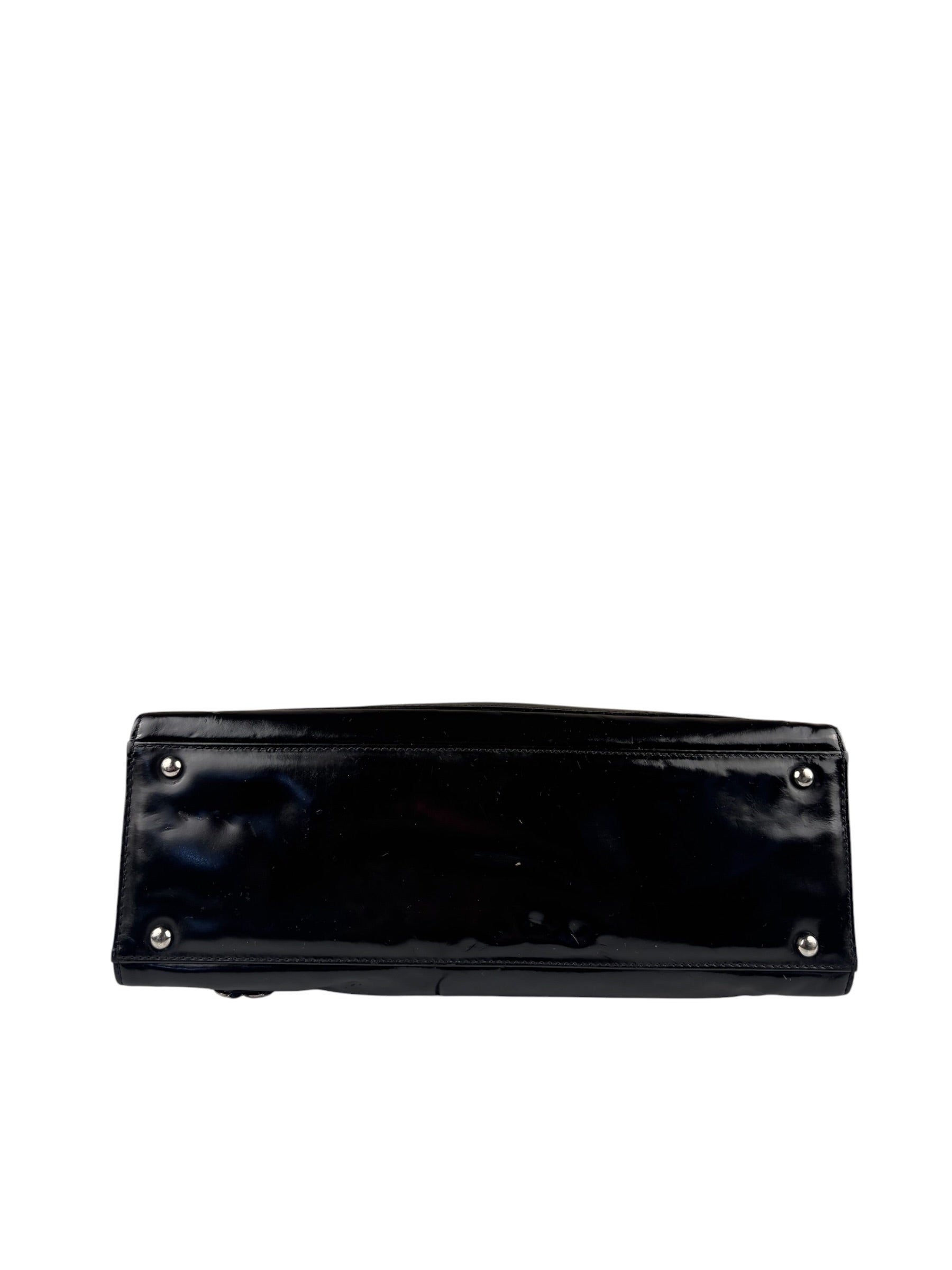 Chanel Vintage Black Patent Leather Envelope Chain Shoulder Bag 1998