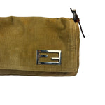 Fendi Brown Corduroy Baguette Shoulder Bag