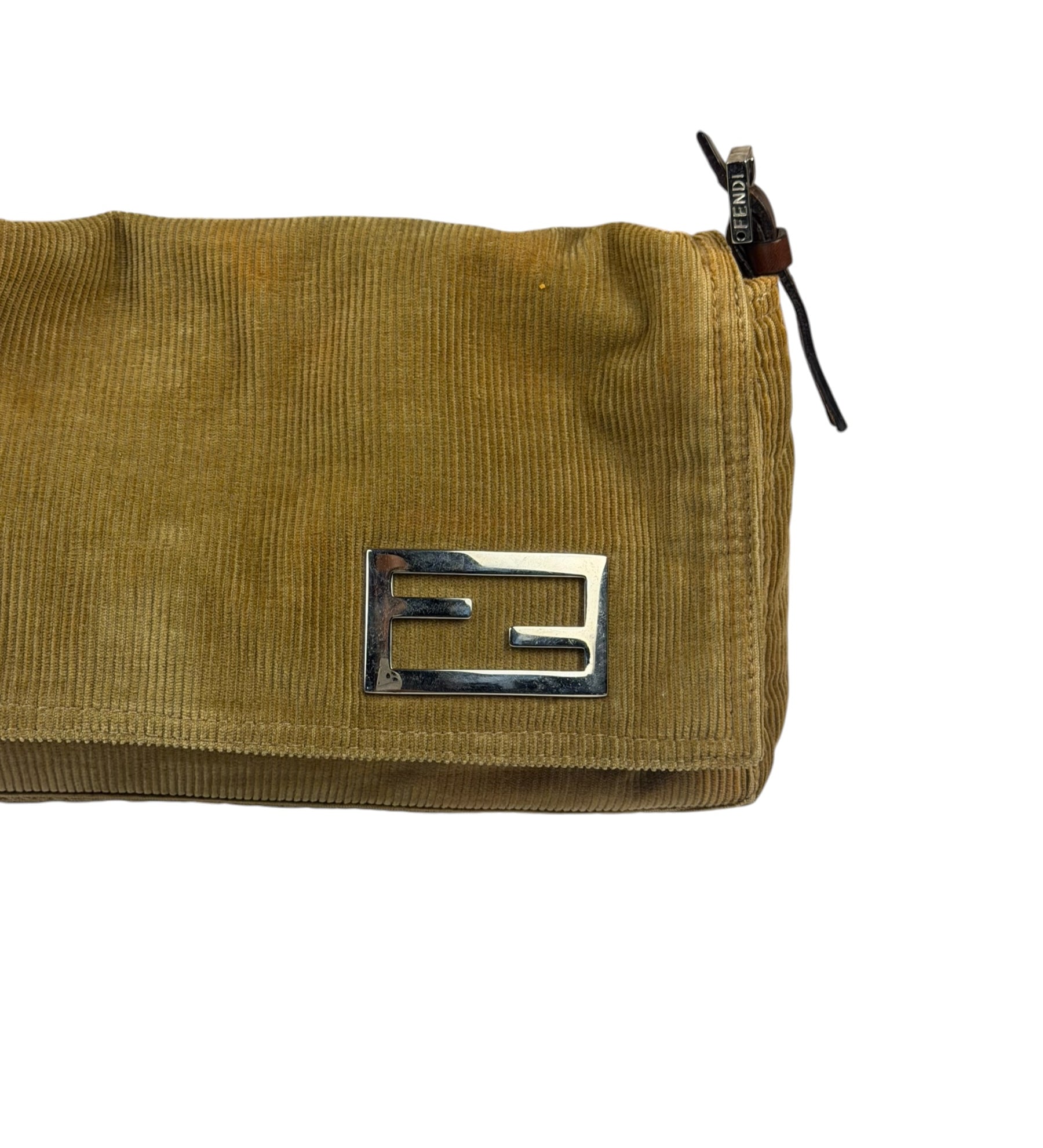 Fendi Brown Corduroy Baguette Shoulder Bag
