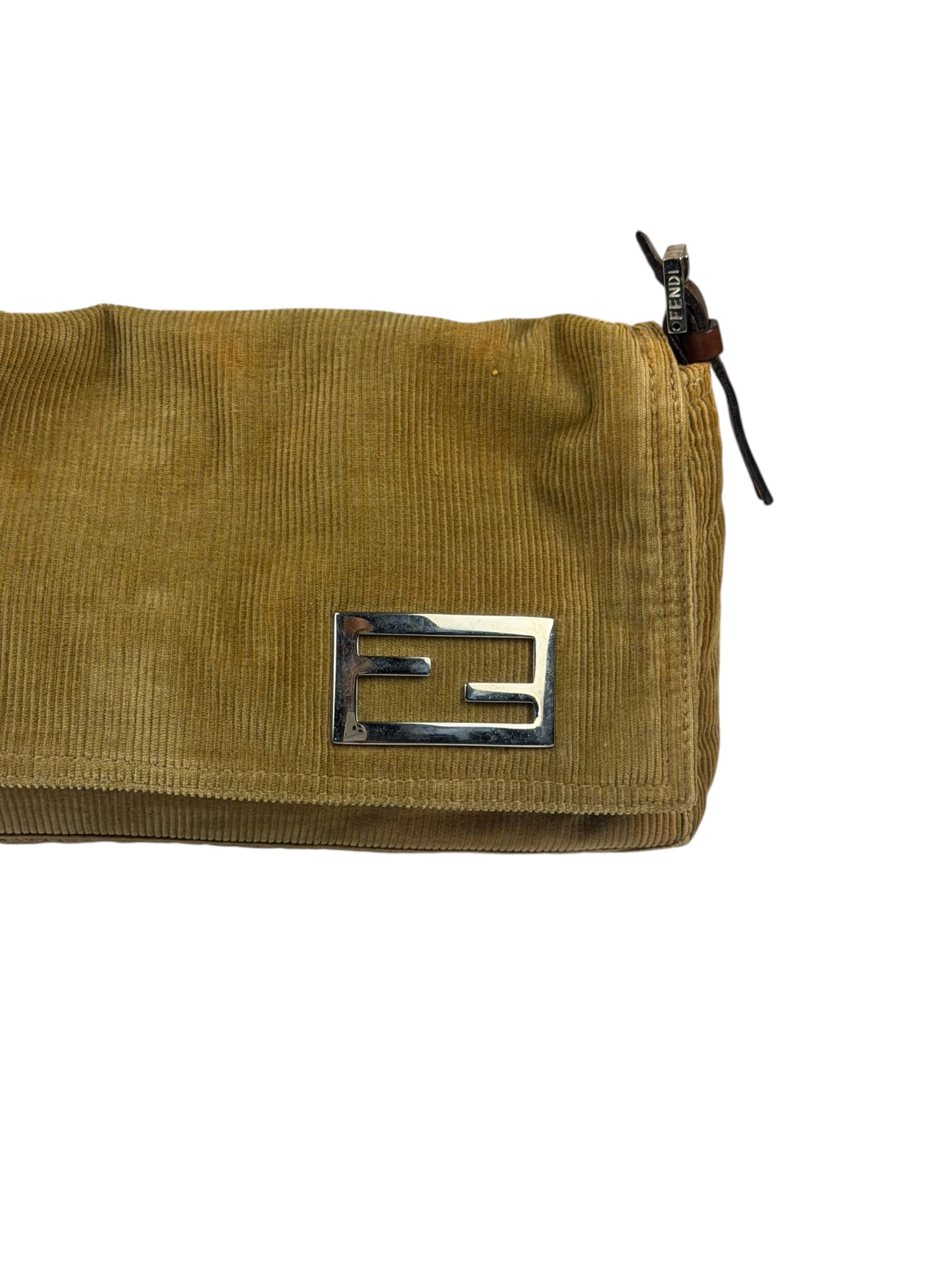 Fendi Brown Corduroy Baguette Shoulder Bag