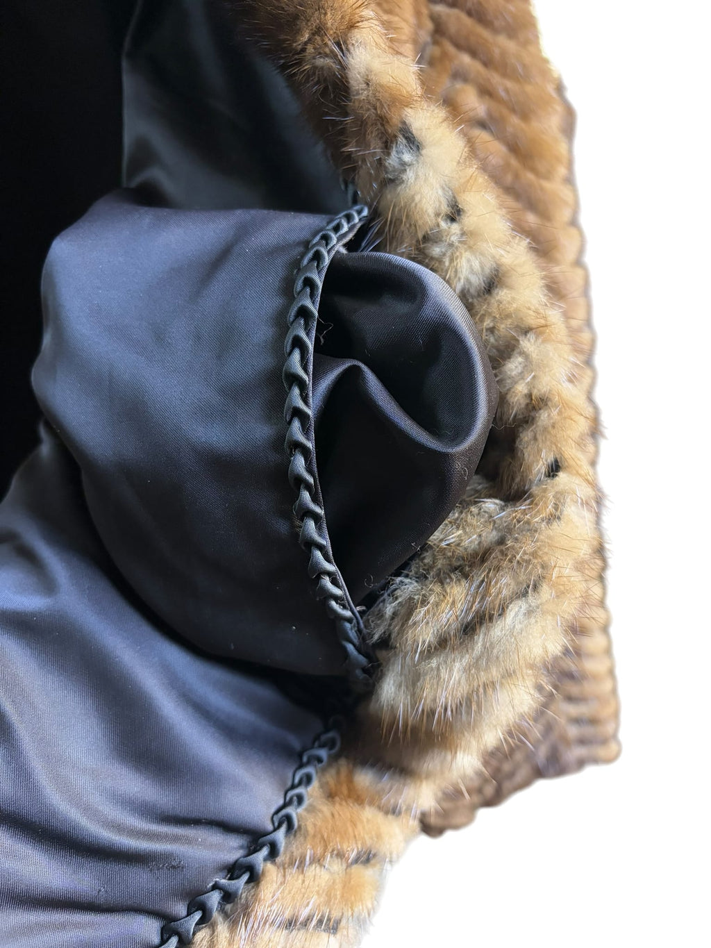 Vintage Brown Chevron Mink Fur Coat