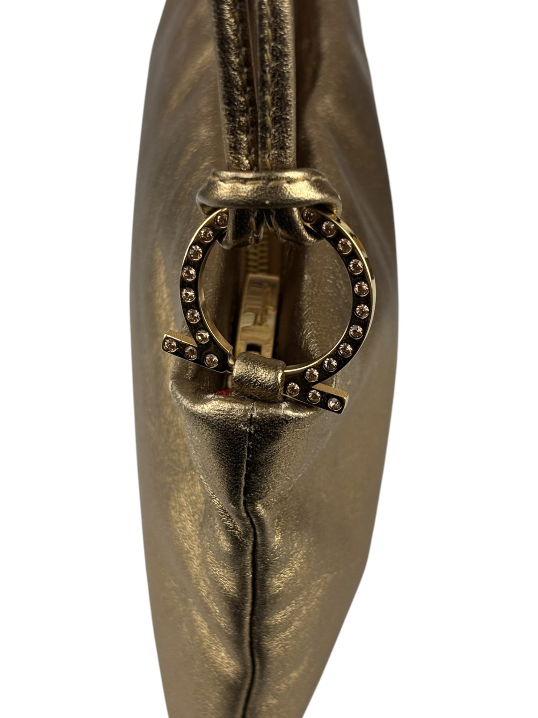 Salvatore Ferragamo Metallic Gold Gancini Shoulder Bag