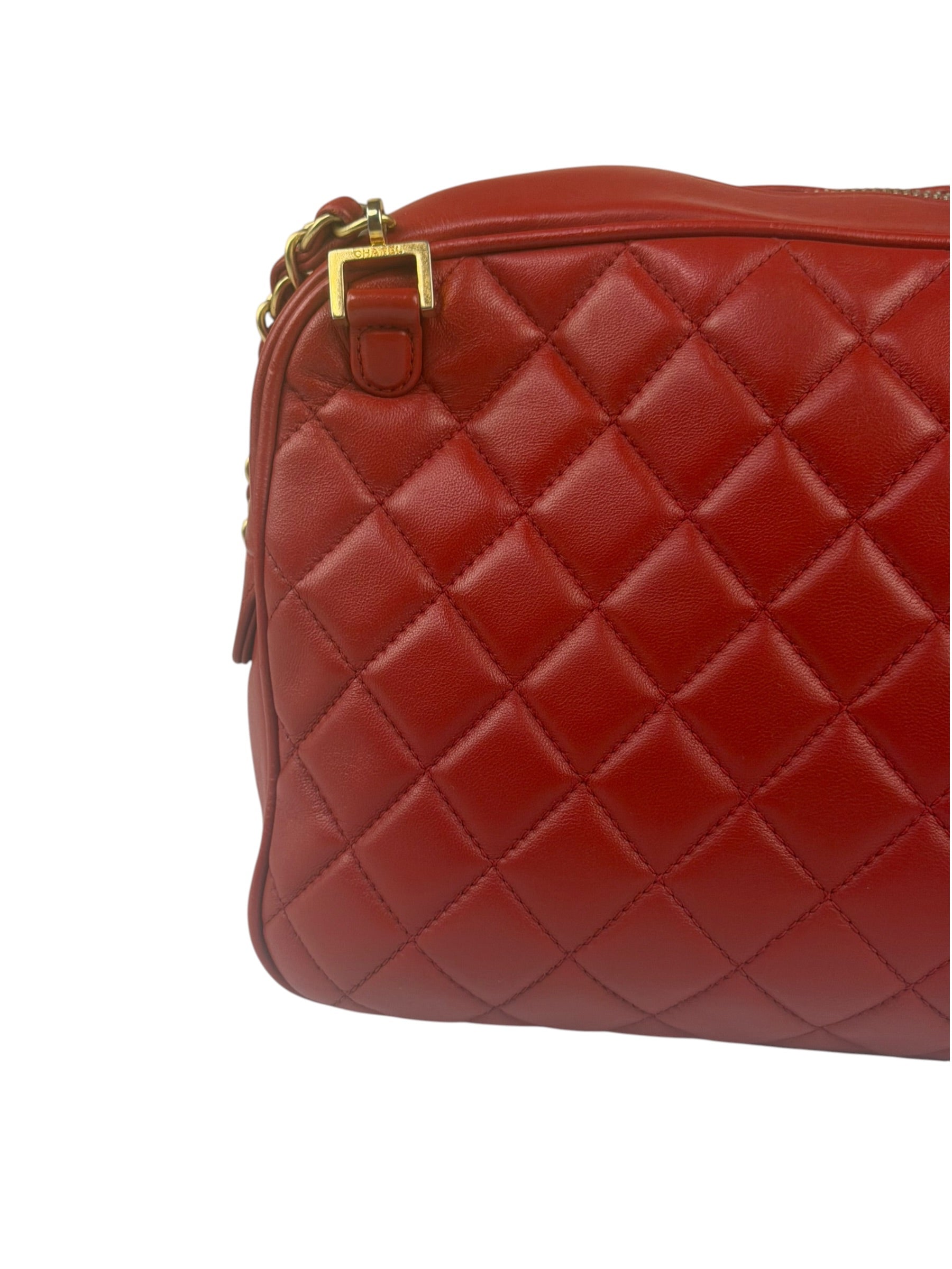 Chanel Red Quilted Leather Camera Bag 2012