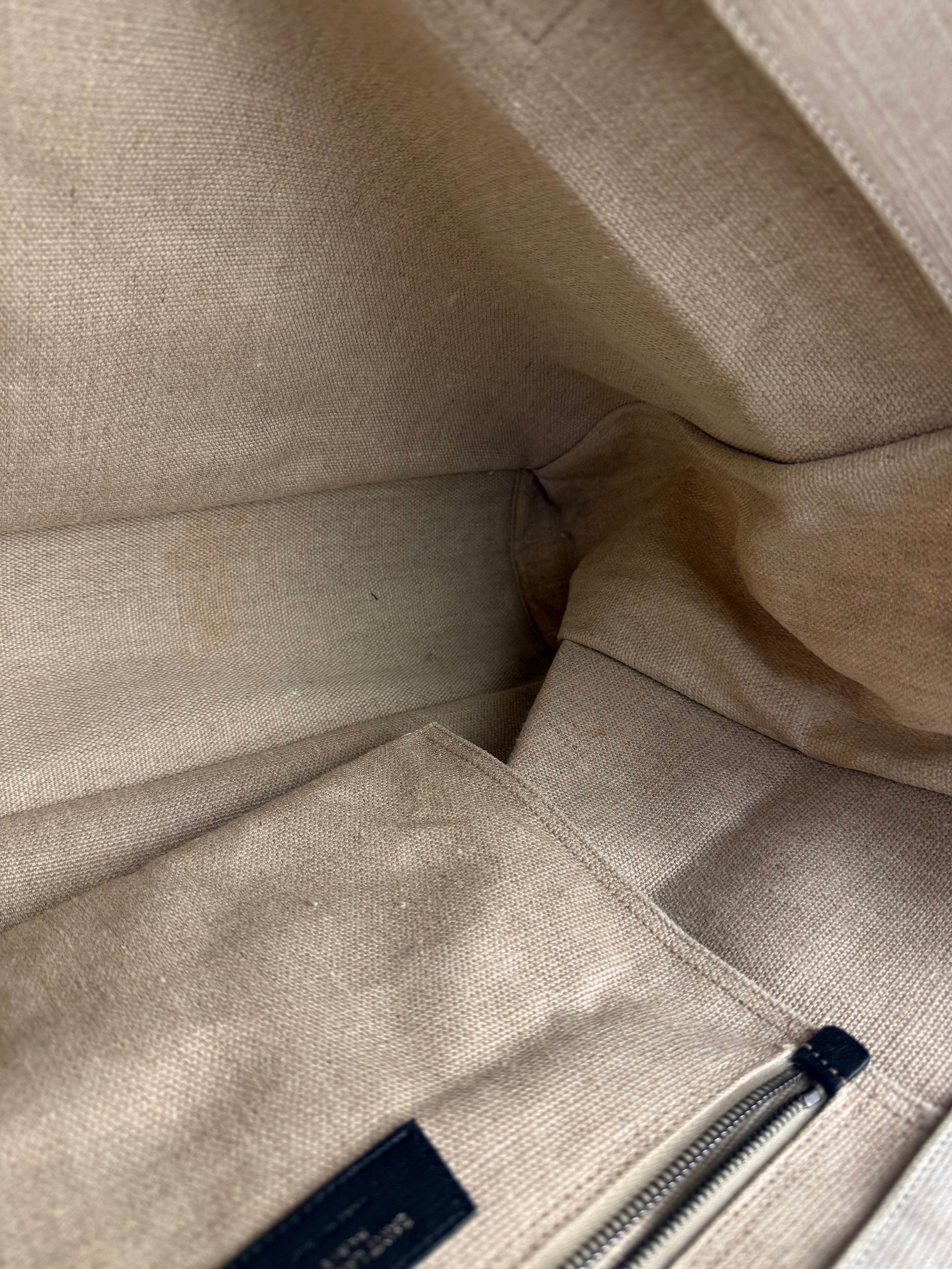 Saint Laurent Beige Canvas Rive Gauche Tote Bag