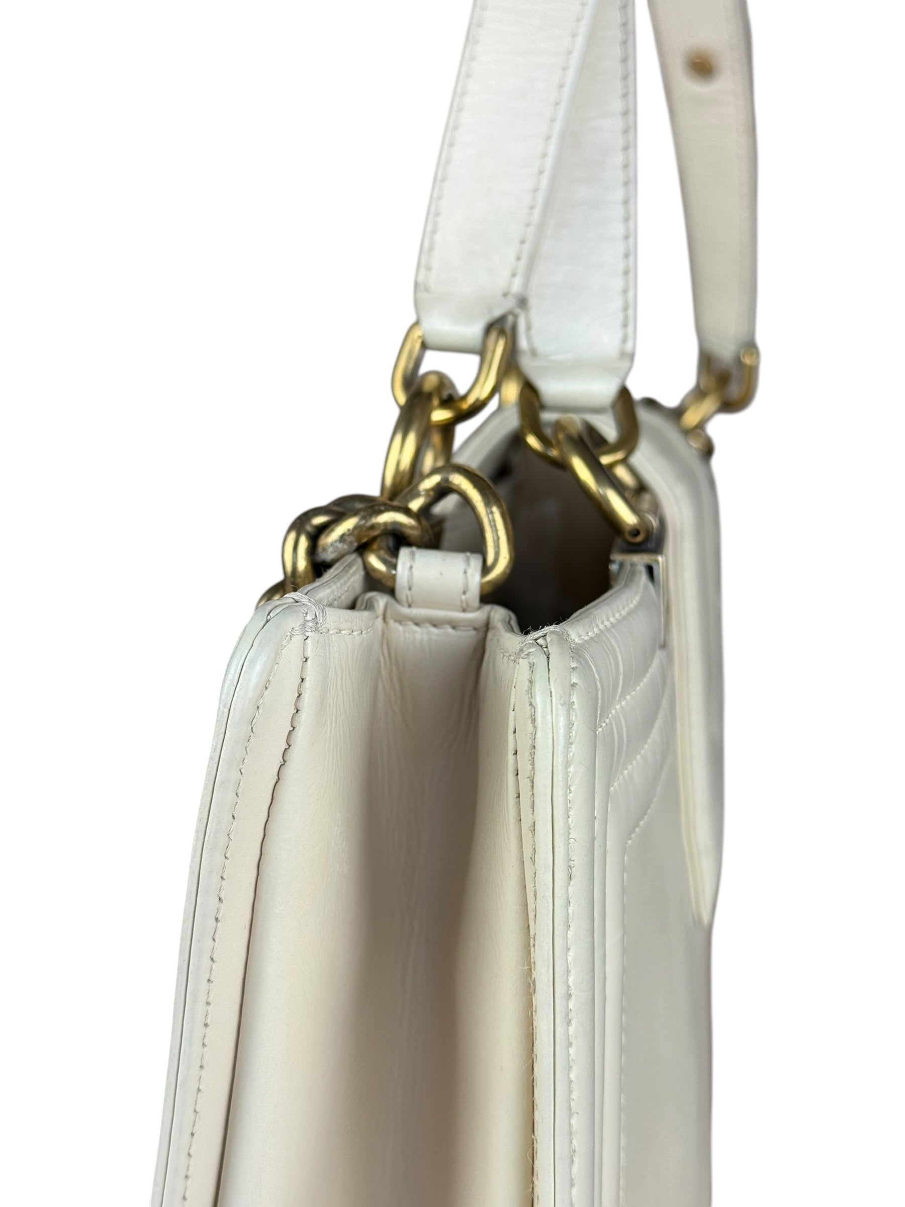 Chanel Ivory Leather Large Jetsetter Boy 2Way Handbag 2011