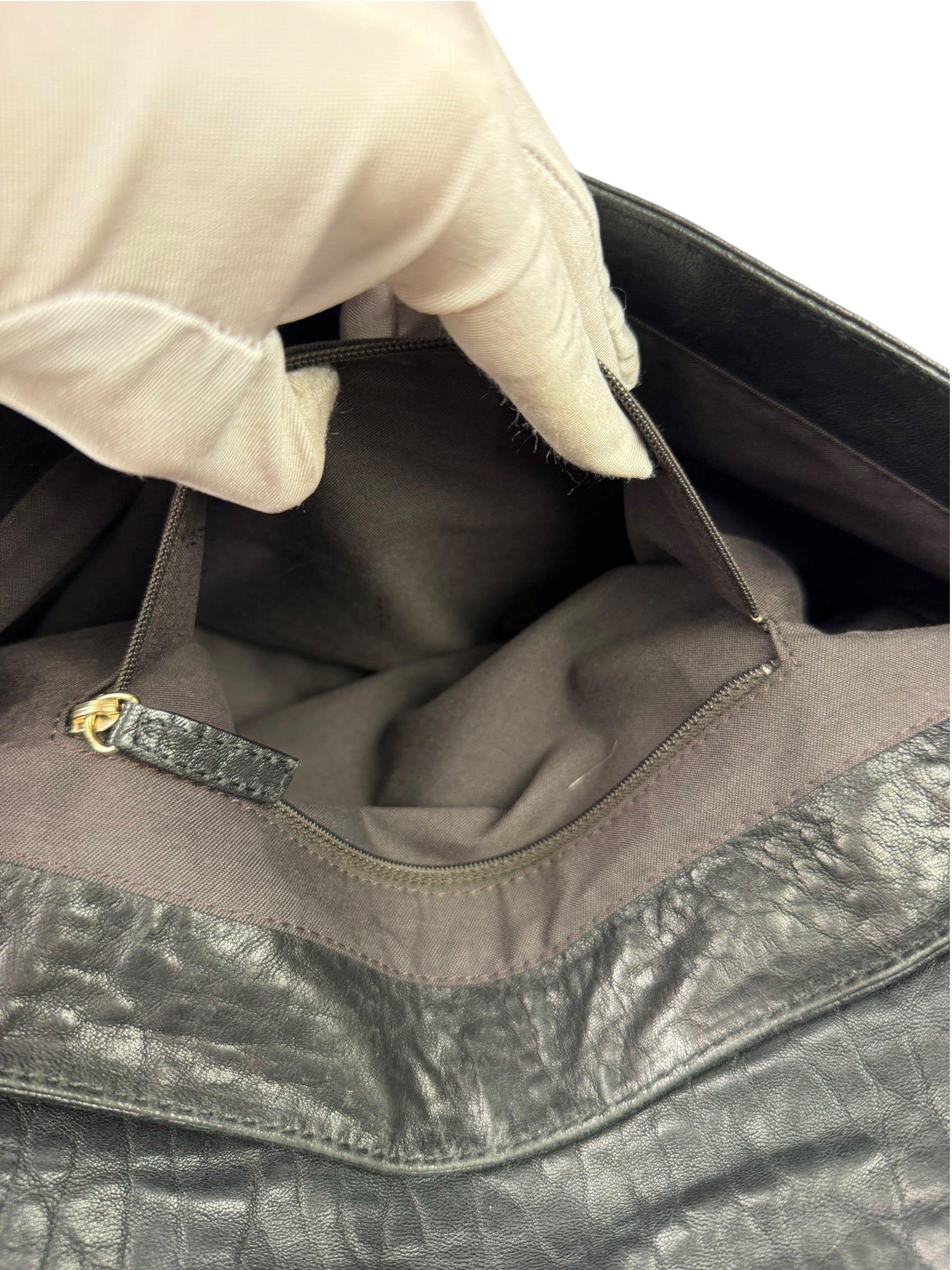 Fendi Black Pebbled Leather Mia Flap Bag