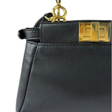 Fendi Black Leather Nano Peekaboo Two-Way Bag