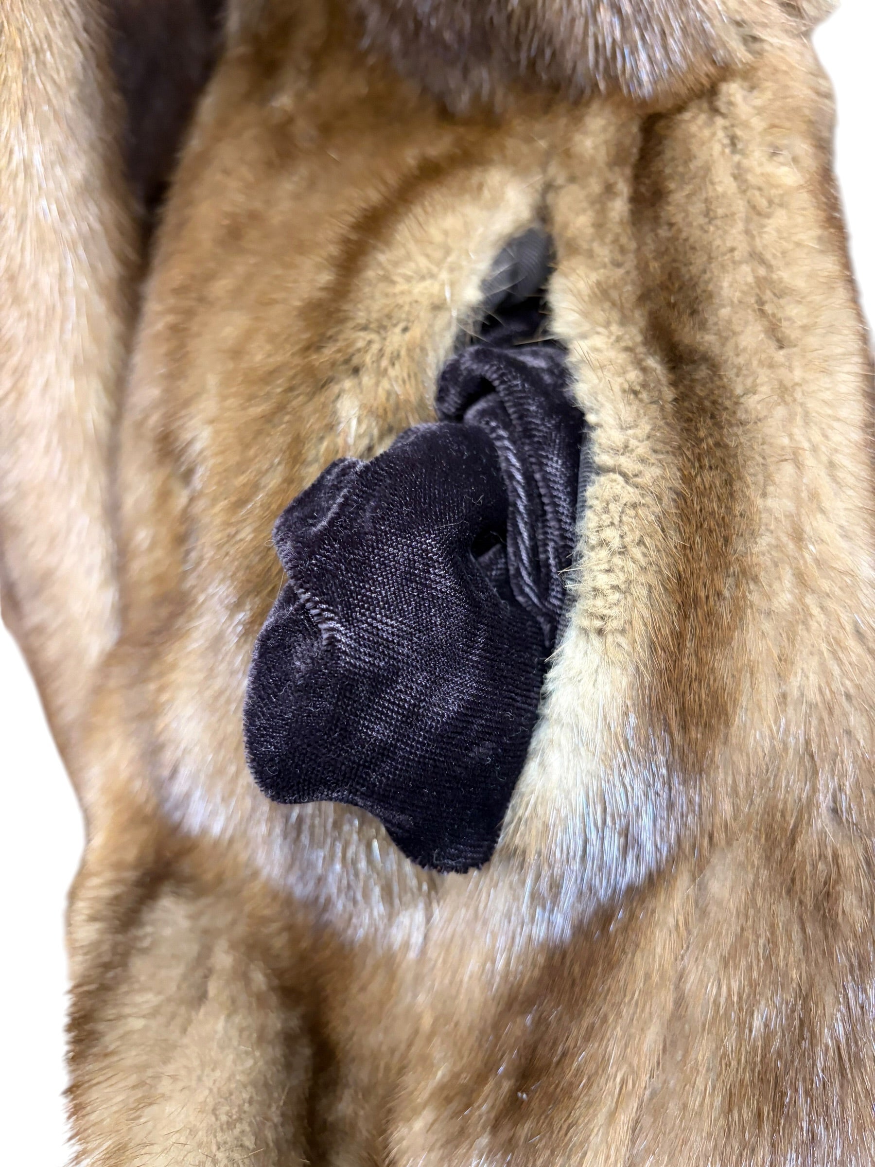 Vintage Long Brown Fur Striped Mink Coat