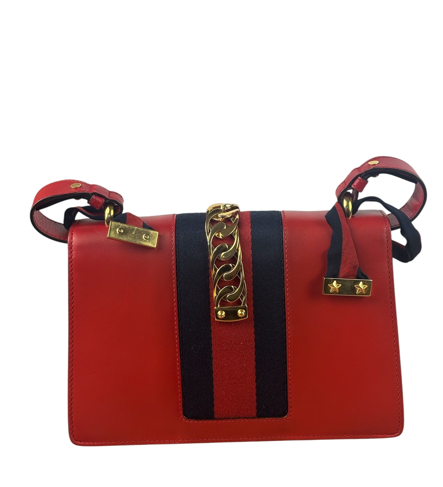 Gucci Red Leather Sylvie Shoulder Bag