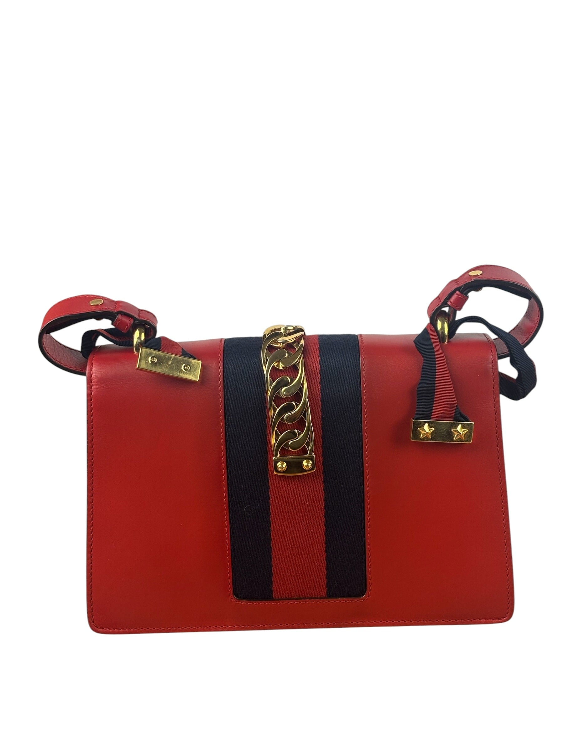 Gucci Red Leather Sylvie Shoulder Bag