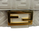 Fendi White Leather FF Flap Baguette