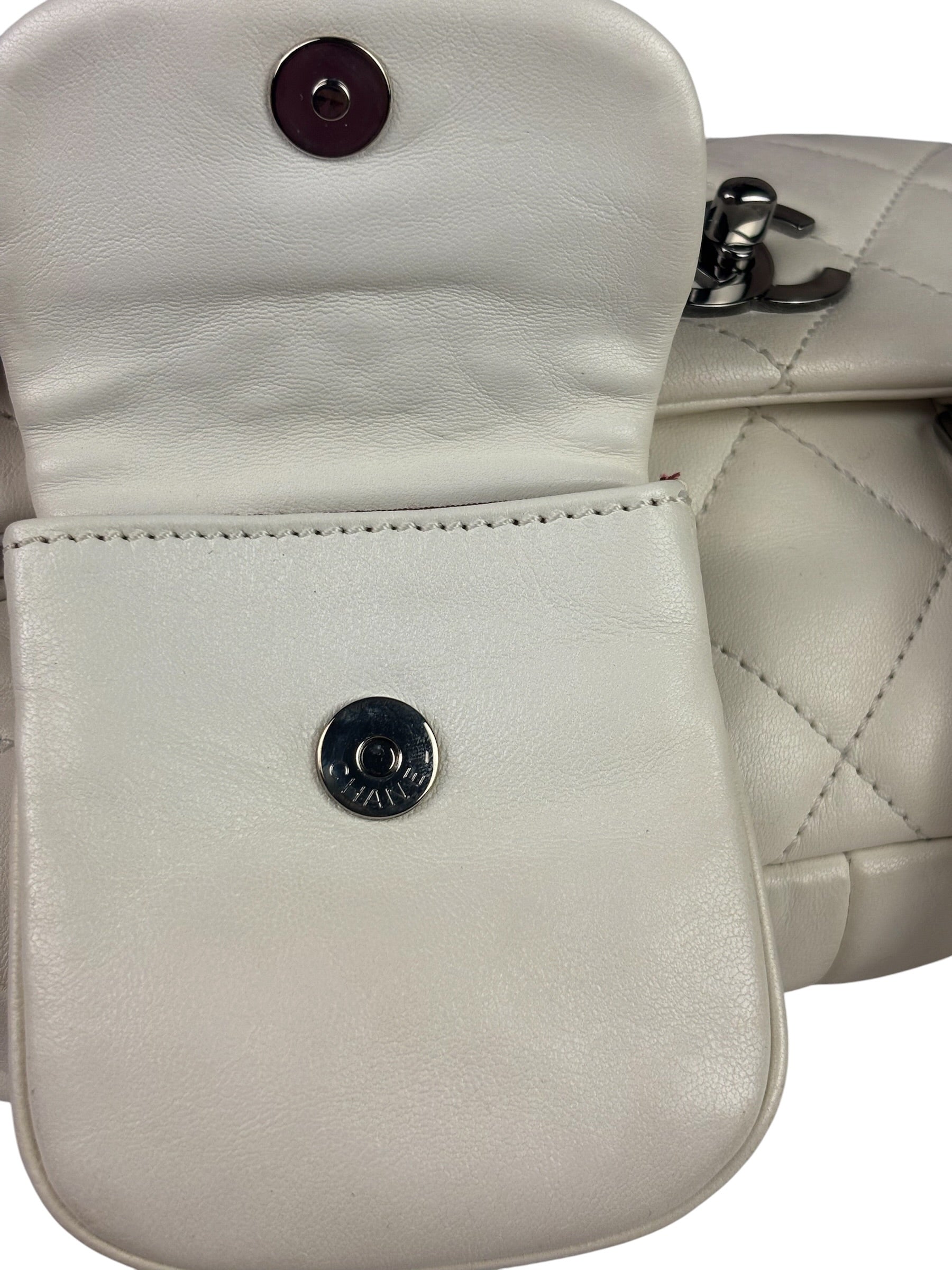 Chanel White Quilted Leather Multi-pocket Flap Bag 2007