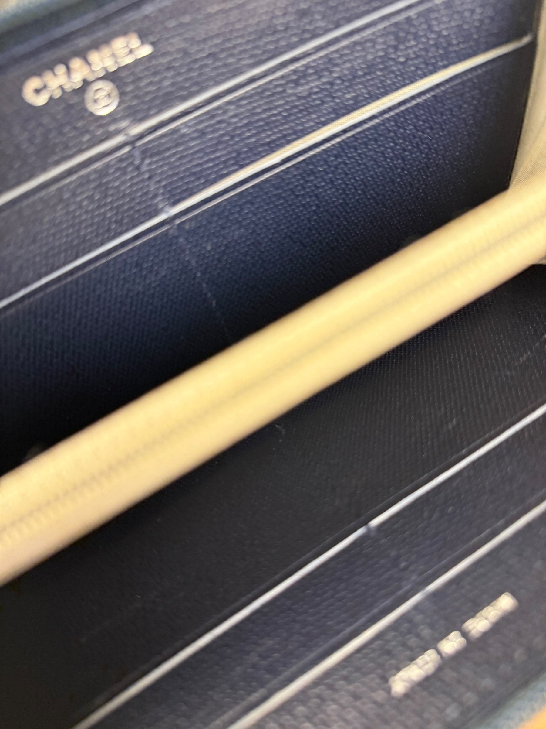 Chanel Navy Blue Long Zip Wallet