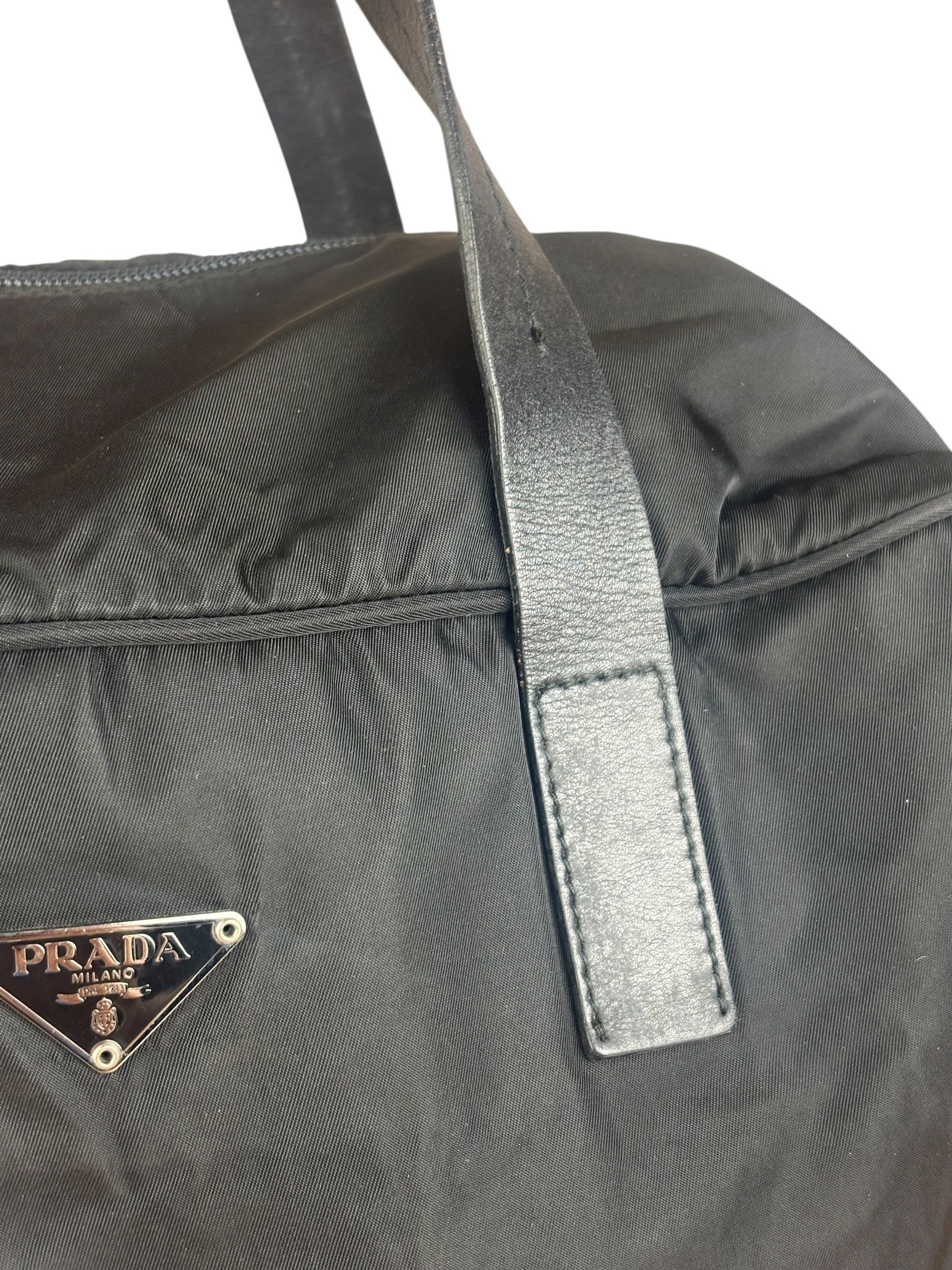 Prada Vintage Black Nylon Bowler Bag