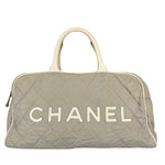 Chanel Vintage Grey Quilted Woven Sports Line Canvas Bowler Bag  2001