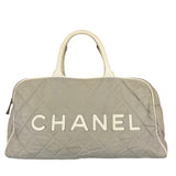 Chanel Vintage Grey Quilted Woven Sports Line Canvas Bowler Bag  2001
